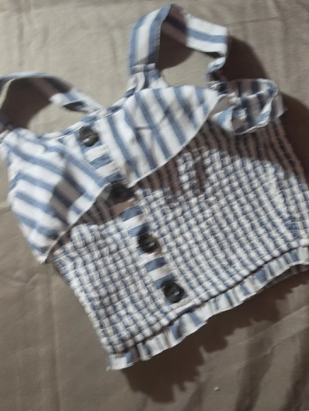 Japna Blue & White Striped Smocked Set